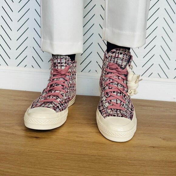 ⭐Converse Chuck 70 Hi Sz 7.5 Womens Shoes Sneakers Premium Tweed Shimmer A12738C - Picture 4 of 12
